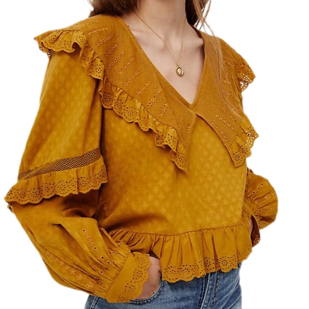 Anthropologie Frieda Ruffled Blouse Sz 8